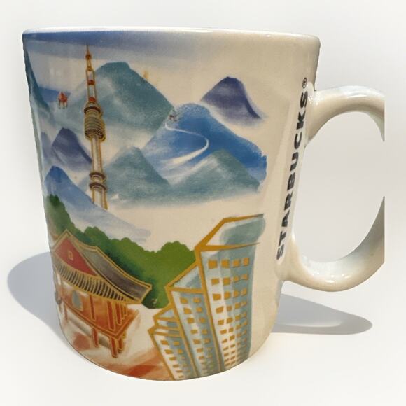 Starbucks 2012 Set Of 2 - Seoul Day & Night Korea Coffee Cup Mug 16 oz - Picture 4 of 7